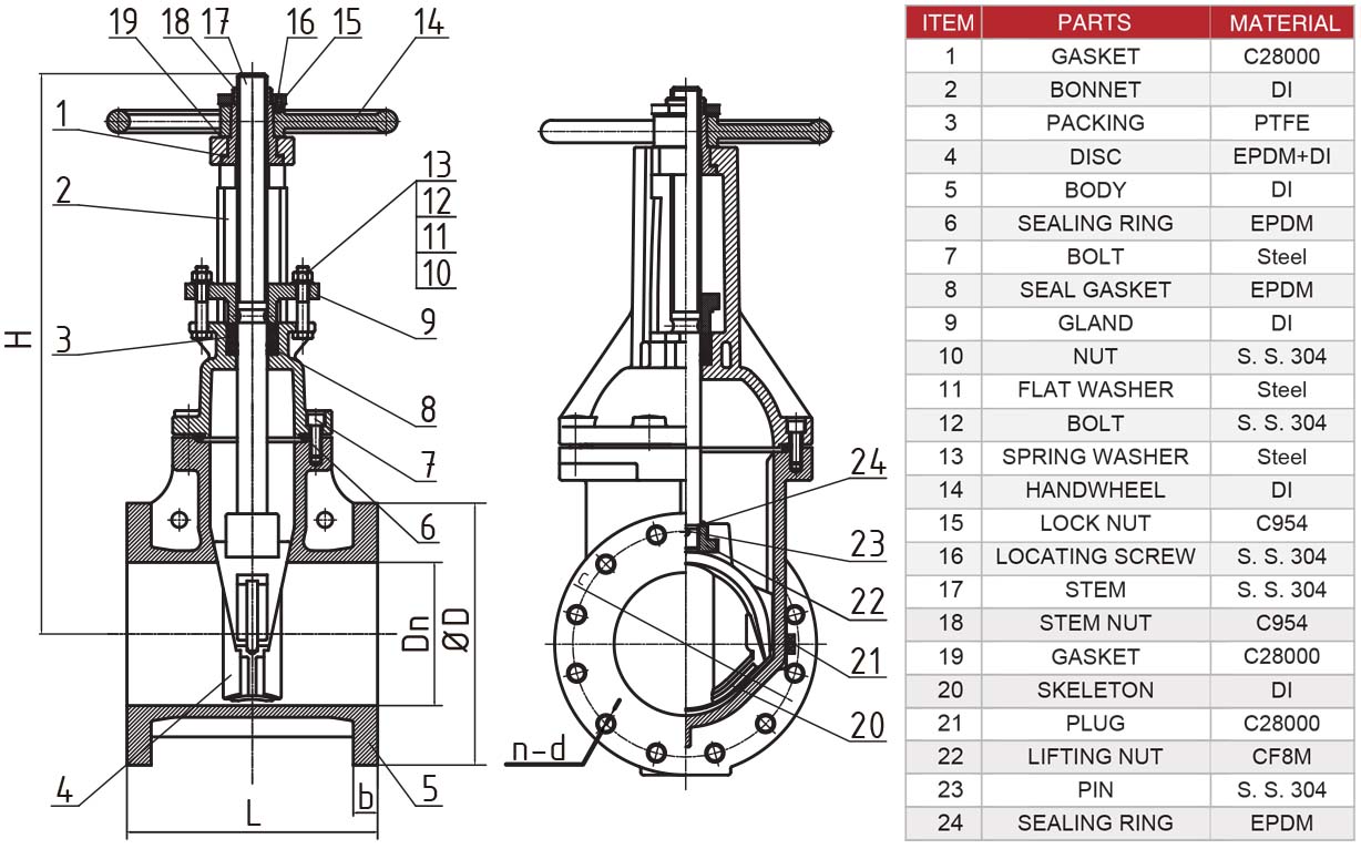 Hants UL OS&Y Gate Valve Structure Diagram